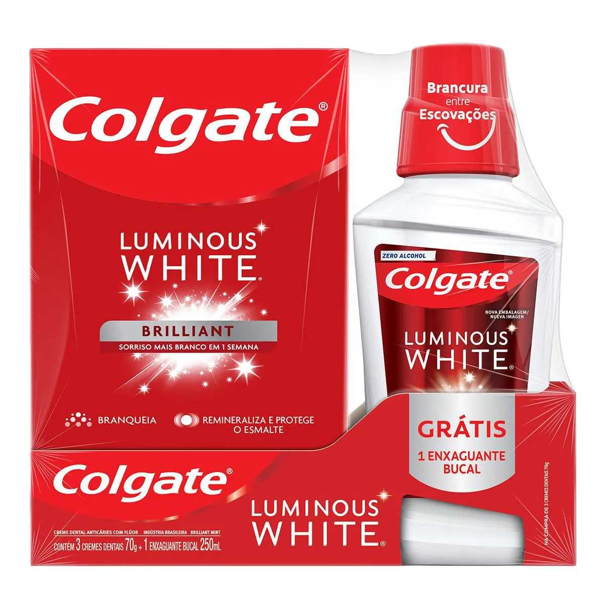 Kit Creme Dental Colgate Lumin  C/3 Cr D 90 Gr+Enxag Lum 250 Ml