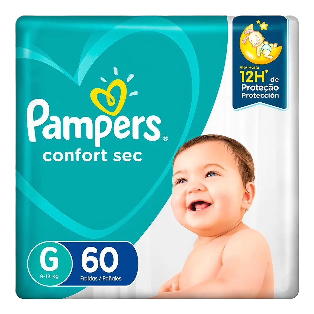 Fraldas Pampers Confortsec Super Bag G 60 Un