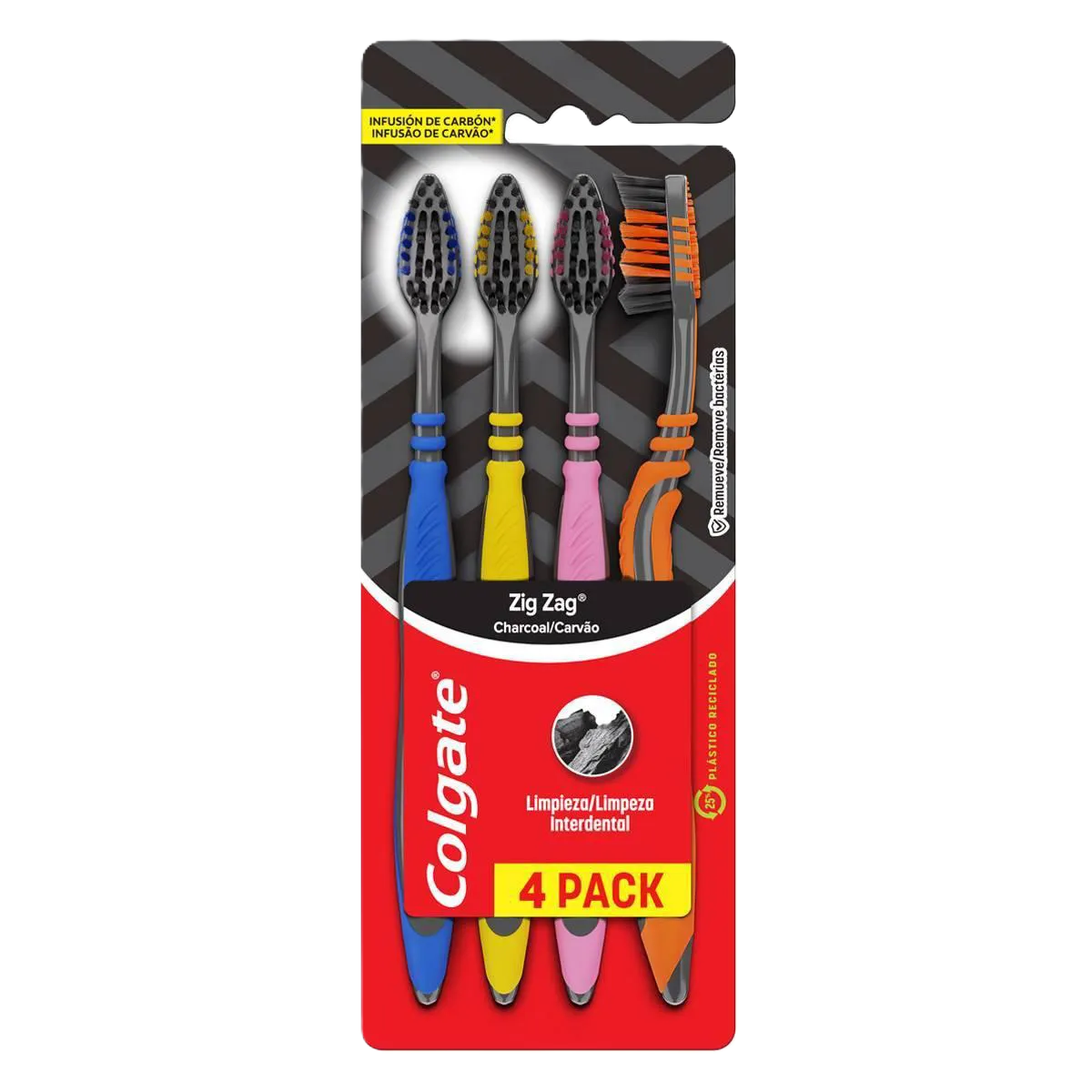 Kit Esc Dental Colgate Zig Zag Carvao 4 Un