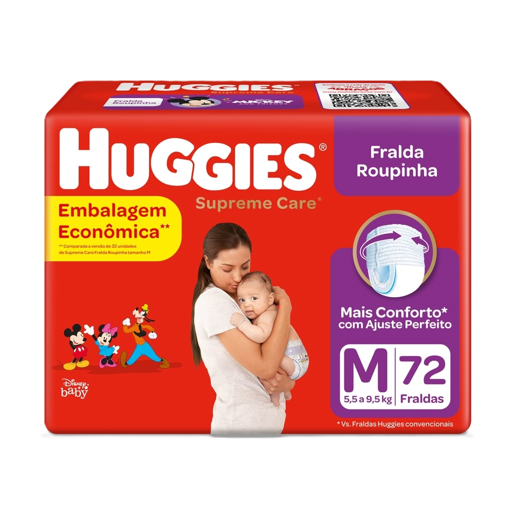 Fraldas Huggies Supreme Care Roupinha Hiper M 72 Un