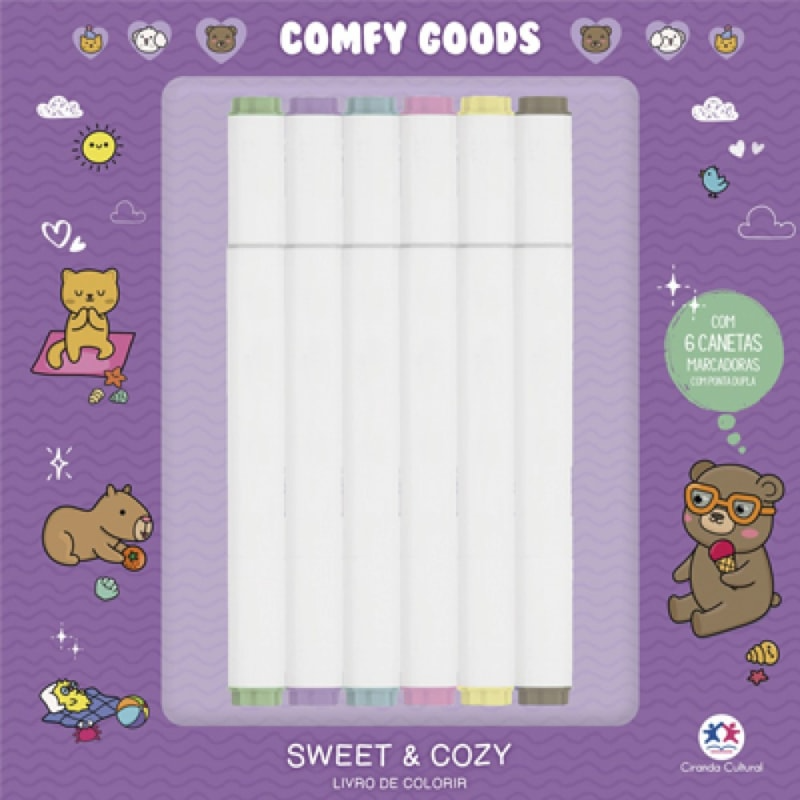 Kit 6 Canetas + 1 Livro Sweet E Cozy Capa Dura