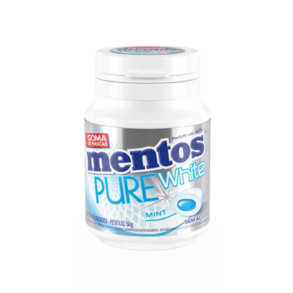 Mentos Pure White Spearmint Pote 56 G