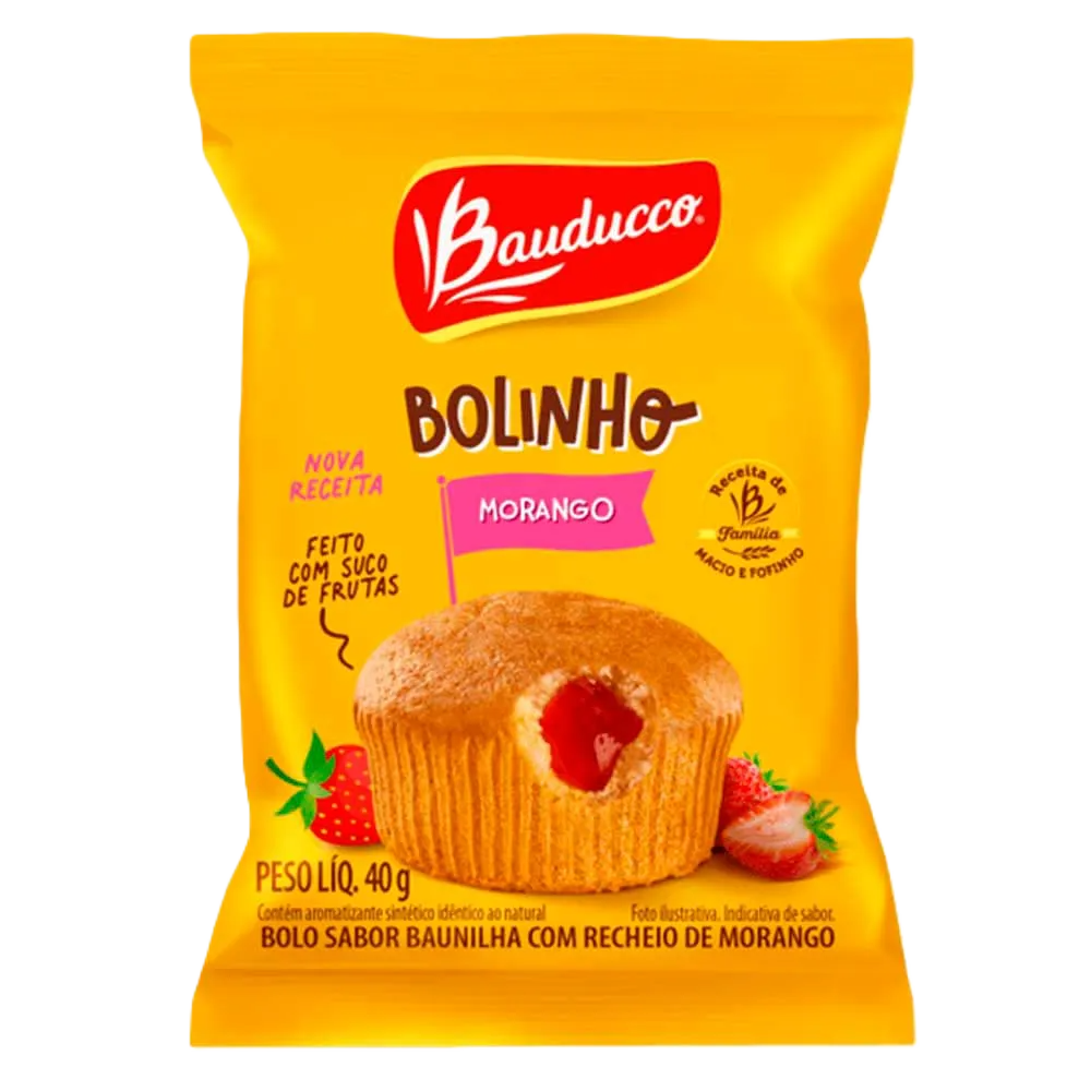 Bolinho Bauducco Baunilha Rech Morango 40 G