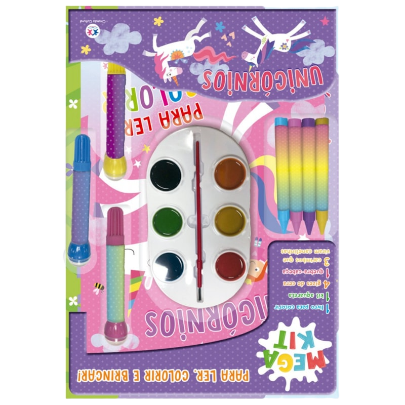 Kit Livro Unicornios Ler Colorir E Brincar