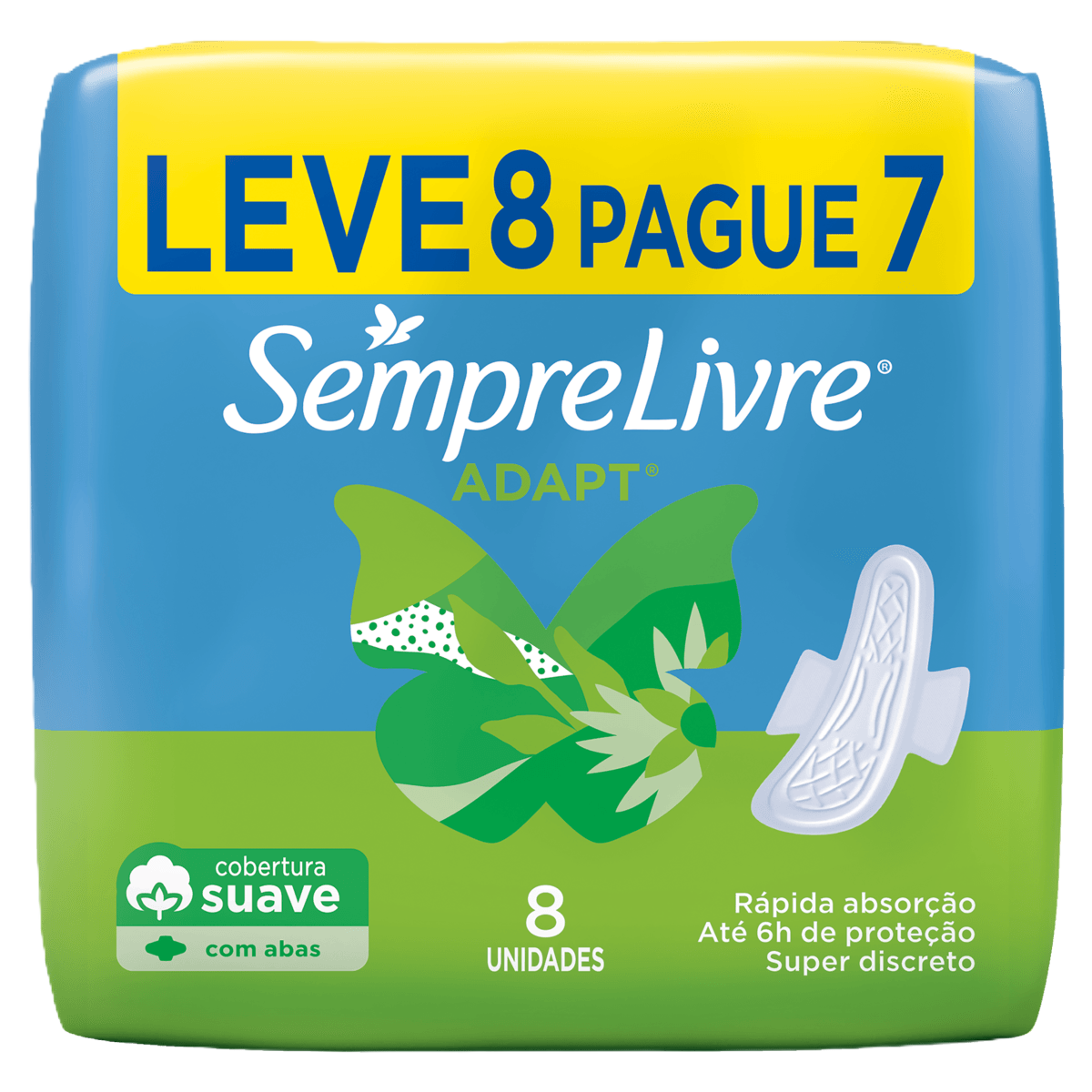 Absorvente Sempre Livre Adapt Com Abas Leve 8 Pague 7