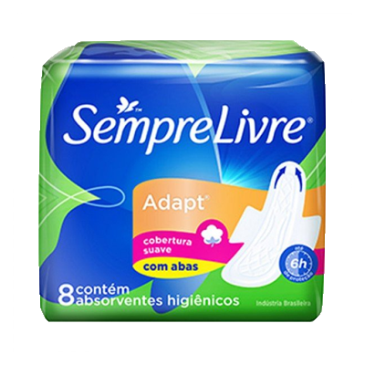 Absorvente Sempre Livre Adapt Suave Com Abas Com 8 Unidades