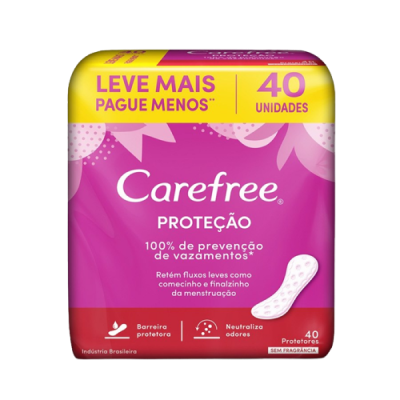 Absorvente Diário Carefree Sem Perfume Com 40 Unidades