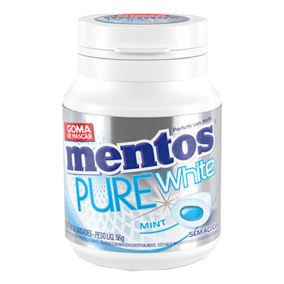 Mentos Pure White Menta Pote 56 G Branco
