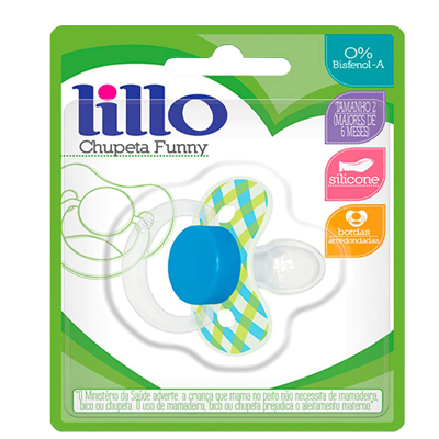 Chupeta Lillo Funny Xadrez Ortodontica S2 Azul